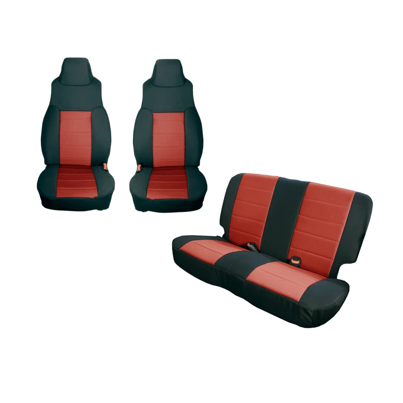 Rugged Ridge Sitzbezug-Kit Schwarz/Rot 97-02 Jeep Wrangler TJ
