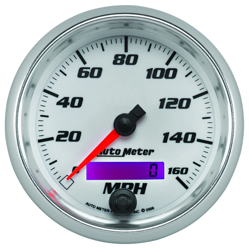 Autometer Pro-Cycle Gauge Speedometer 3 3/8in 160Mph Elec. Programmable White