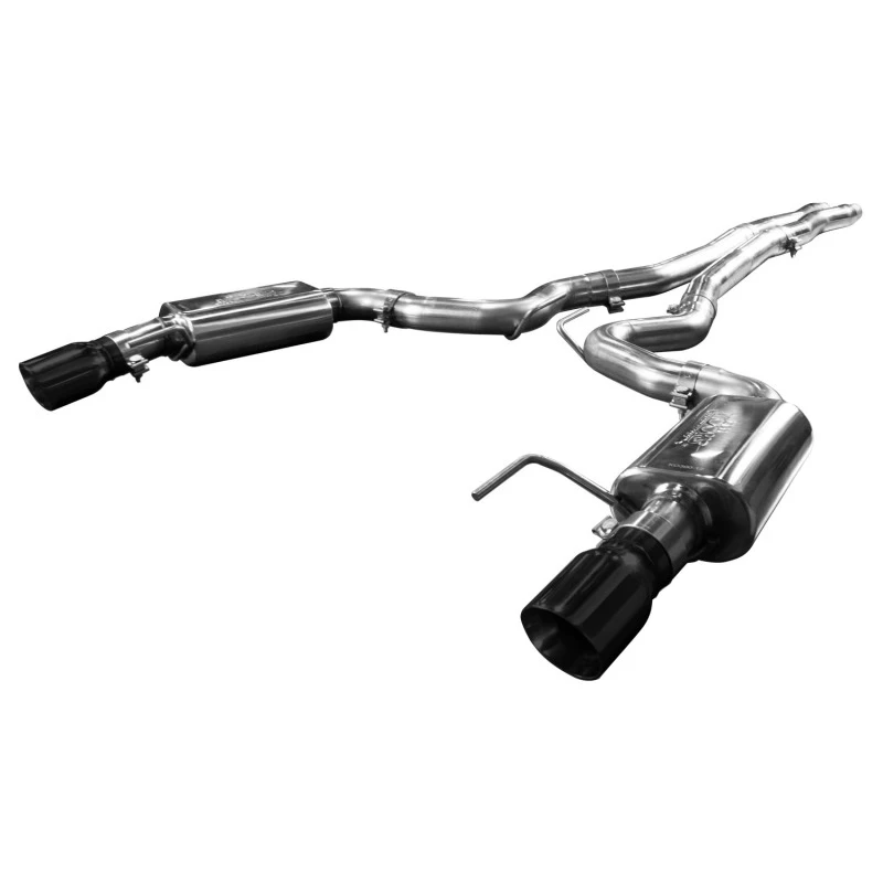 Kooks 15+ Mustang 5.0L 4V Cabrio 3 Zoll Kat-Back mit X-Rohr 4 Zoll Slash Cut schwarze Spitzen Auspuff