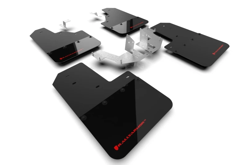 Rally Armor 21-24 Ford Bronco (Kunststoff-Stoßfänger - kein Raptor/Sport - kein RR/RB) schwarze Schmutzfänger mit rotem Logo