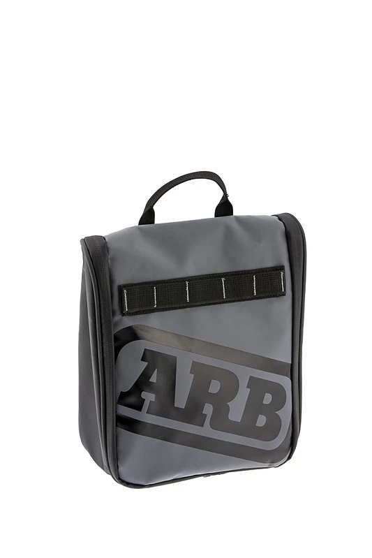ARB Toilettenbeutel Anthrazit-Finish mit roten Akzenten PVC-Außenschale Mesh-Taschen Spiegel