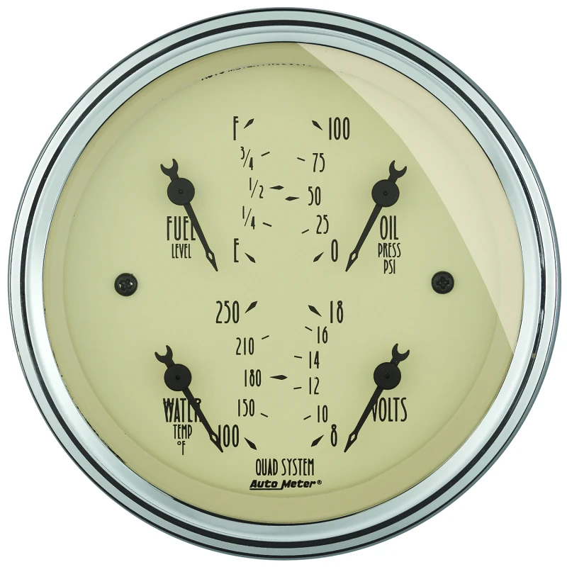 AutoMeter Gauge Kit 2 Pc. Quad & Tach/Speedo 3-3/8in. Antique Beige