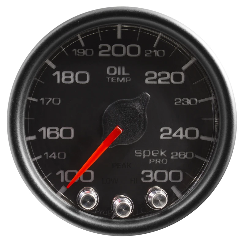 Autometer Spek-Pro Ölmessgerät 2 1/16 Zoll 300°F Schrittmotor mit Peak- und Warnfunktion Schwarz/Schwarz