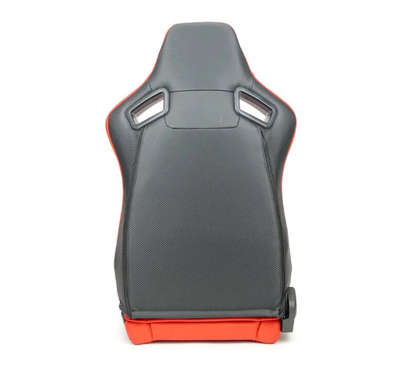 NRG Omega Reclinable Racing Seat (Pair) Red with Black Carbon Vinyl Back