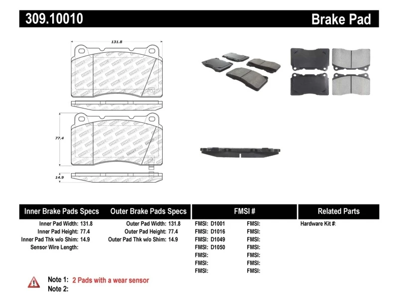stoptech_309.10010-6794ff2fd5bf6 StopTech Performance 04-07 STi / 03-06 Evo / 08-10 Evo / 10+ Camaro Front Brake Pads
