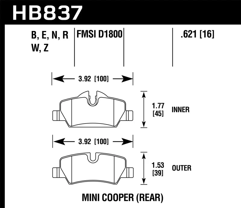 Hawk 14-19 Mini Cooper DTC-30 Heck-Motorsport-Bremsbeläge