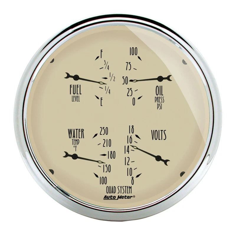 AutoMeter-Quad-Anzeige 5 Zoll 0 Ohm(e) bis 90 Ohm(f)Elec Antikes Beige