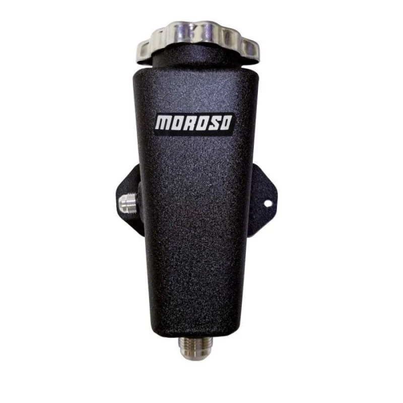 Moroso Universal Left 6AN In/10AN Out Power Steering Tank – Black Powder Coat