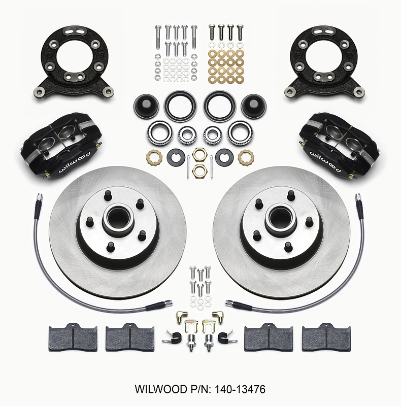 Wilwood Forged Dynalite-M Vorderrad-Kit 11,30 Zoll 1-teiliger Rotor&Hub 1965-1969 Mustang Disc & Drum Spindel