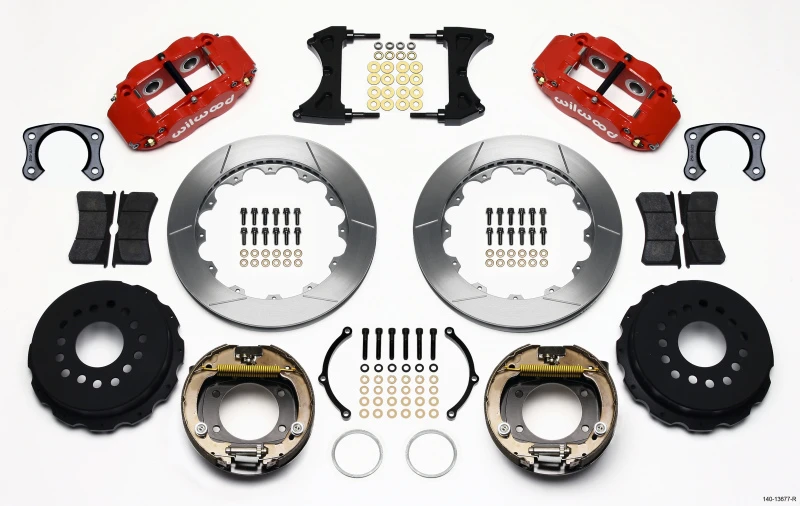 Wilwood Narrow Superlite 4R Hintere Bremse Kit 12,88 Zoll Rot Big Ford New Style 2,50 Zoll Off Stag Mount