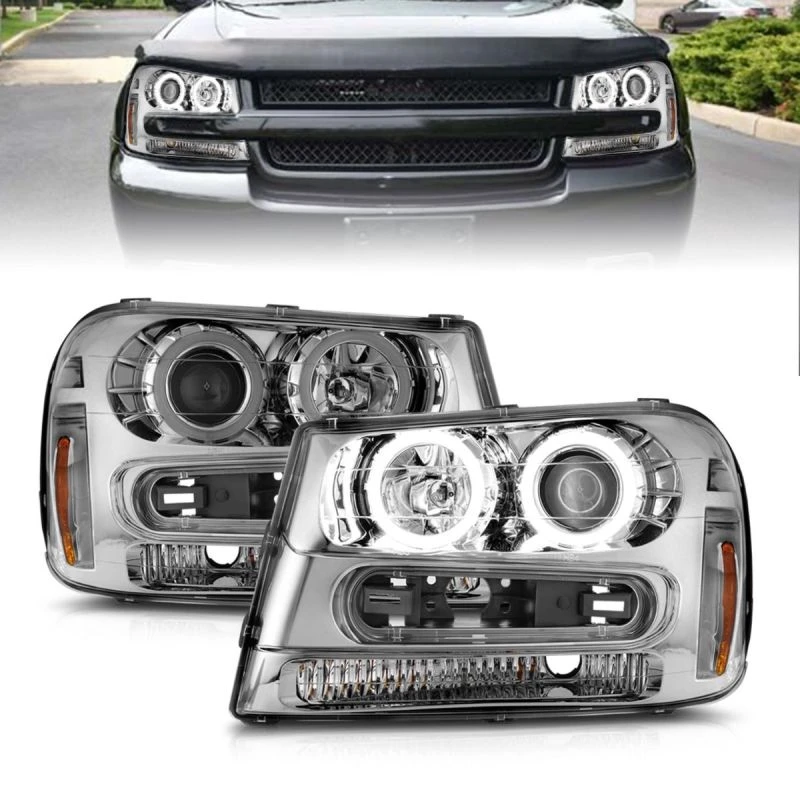 ANZO 02-09 Chevrolet Trailblazer Projektor-Scheinwerfer mit Halo-Chrom-Gehäuse (Non-LT Modelle)
