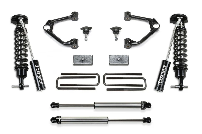 Fabtech 19-20 GM K1500 P/U mit Trail Boss/At4-Paket 1,5-Zoll-Budget-System mit DL 2,5 Resi & 2,25