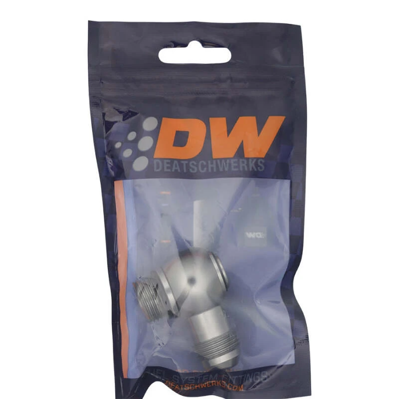 DeatschWerks 8AN ORB-Männlich auf 8AN Männlich Flare Low Profile 90-Grad Swivel - eloxiertes DW Titan