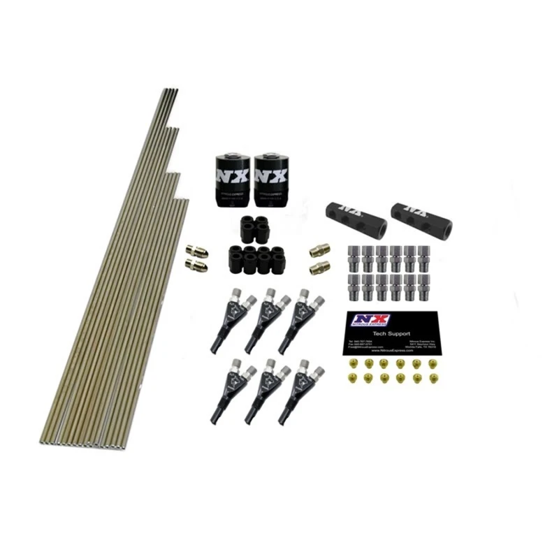 Nitrous Express 6-Zyl.-Shark-Plumb-Kit mit 2 Solenoiden und 150-PS-Düsen, inkl. Hardware
