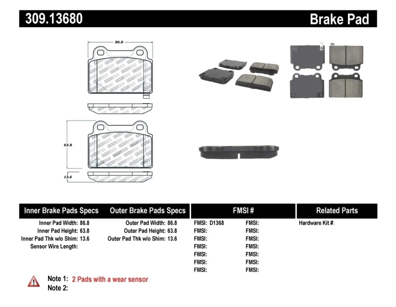 StopTech Performance Rear Brake Pads for 08+ Mitsubishi Evolution X