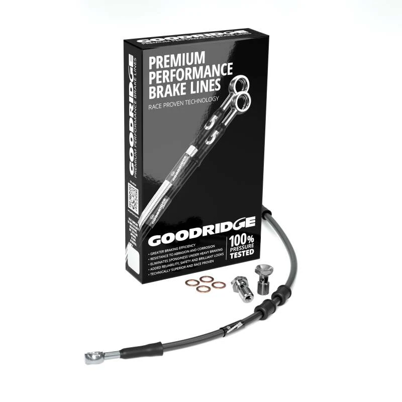 Goodridge 93-05 HD FXDWG +2in Black Brake Line Kit w/Stainless Steel Fittings