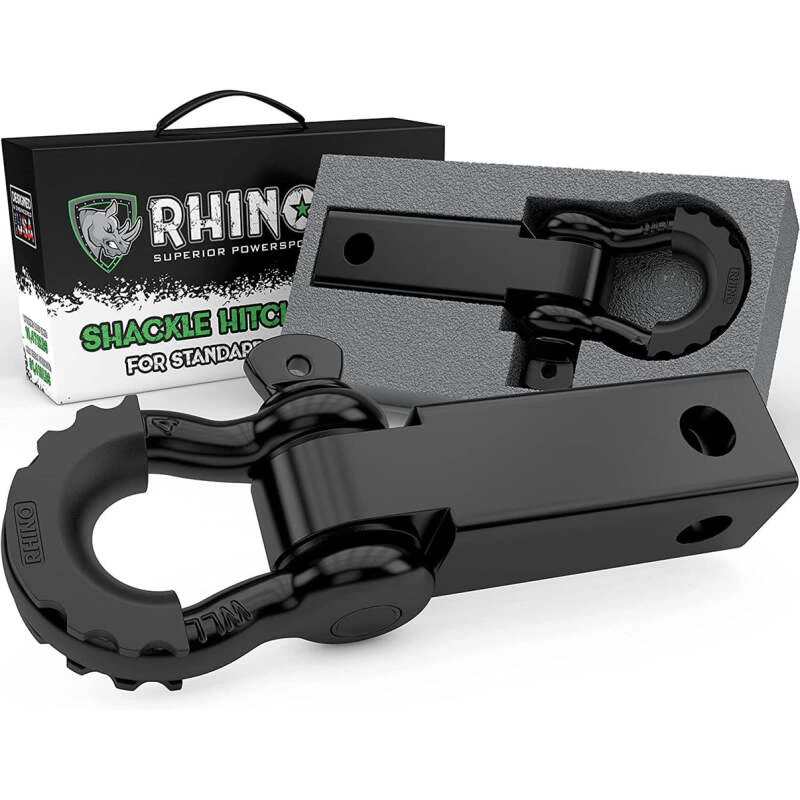 Rhino USA Shackle Hitch Receiver W/ D-Ring (Schwarz)