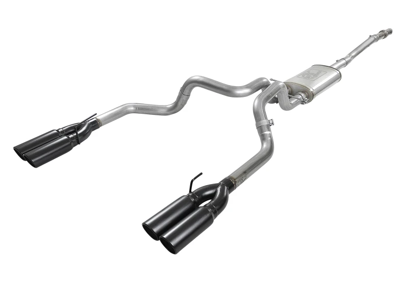 aFe Vulcan Serie 3in 304 SS Auspuff-System Cat-Back mit schwarzen Endrohren 2019 GM Silverado/Sierra 1500 V8-5.3L