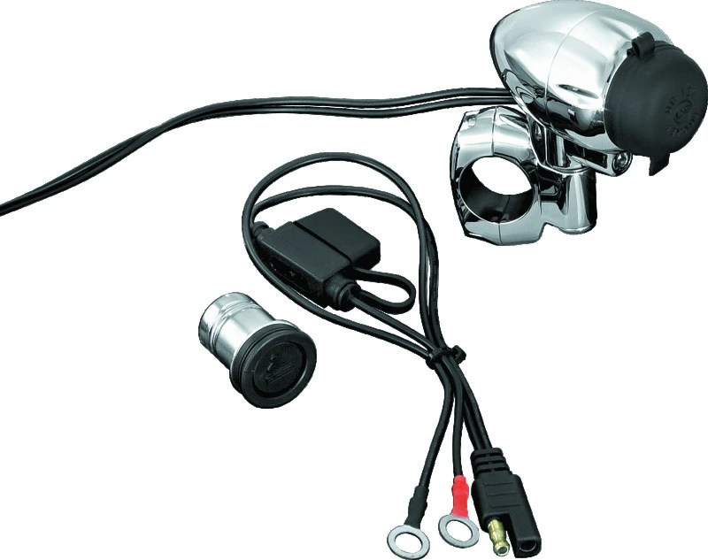 Kuryakyn Elektrische Steckdose mit 1-Zoll Lenkerhalterung Chrom