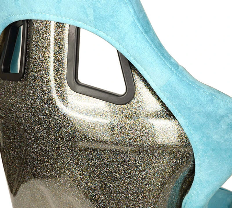 NRG FRP Bucket Seat ULTRA Edition W/ Grey Pearlized Back / Teal Microfiber Material - Large