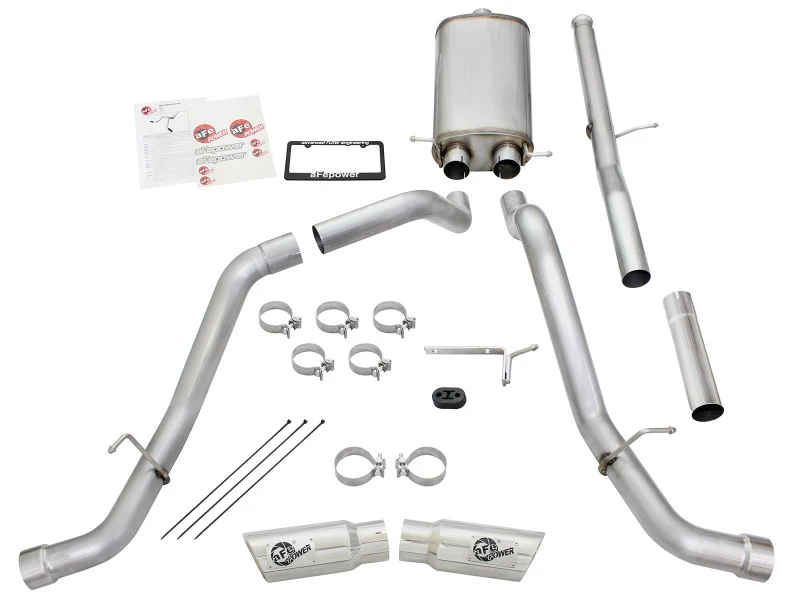 aFe Mach Force-XP Auspuff 3in Kat-Back SS 14-15 GM 1500 Trucks 4,3L/5,3L Dual Split mit polierter Spitze