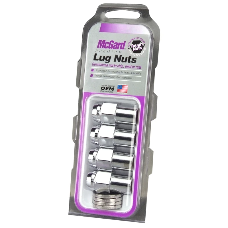 McGard Hex Lug Nut (Reg. Shank -.746in.) 1/2-20 / 13/16 Hex / 1.65in. Length (4-Pack) - Chrome