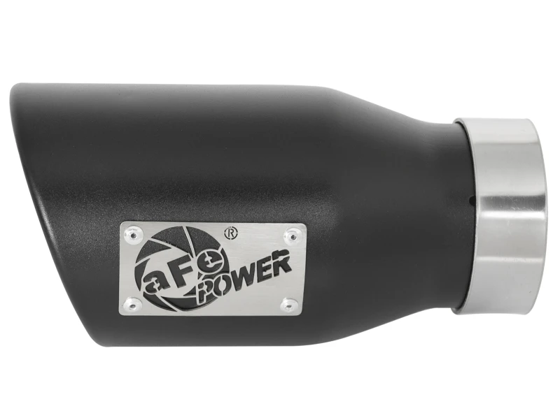 aFe MACH Force-Xp 409 SS Auspuff-Endstück Schwarz (Linke Seite) 3 Zoll Einlass x 4-1/2 Zoll Auslass x 9 Zoll Länge Clamp-On