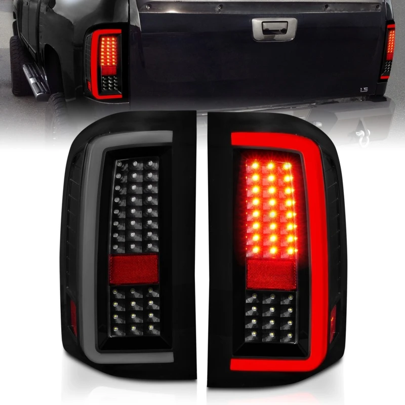 anzo_311381-6792e0111022b ANZO 2007-2013 Chevrolet Silverado1500/ 2500/ 3500 LED-Rückleuchten mit Lichtleiste, schwarzes Gehäuse, Rauchglas