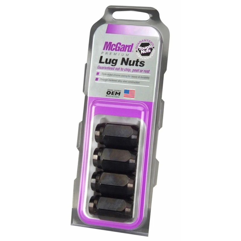 McGard Hex-Schraubenmutter (Kegelsitz) 1/2-20 / 13/16 Hex / 1,5 Zoll Länge (4-Stück) - Schwarz