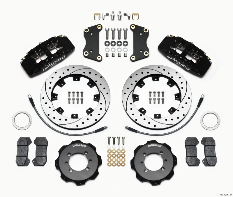 Wilwood Dynapro 6 Vordere Hut Kit 12,19 Zoll gebohrt 2012 Fiat 500 mit Leitungen