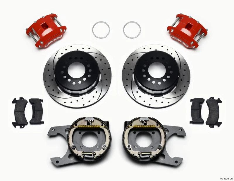 Wilwood D154 P/S P-B-Kit gebohrt-Rot Chevy 12 Bolt 2,75 Zoll Off mit C-Clips