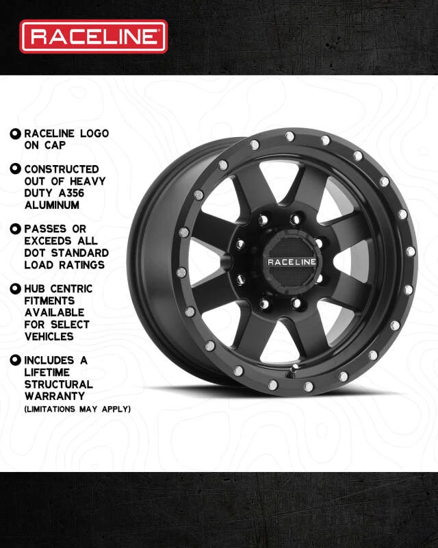 Raceline 935B Defender 16x6.5in / 5x130 BP / 45mm Offset / 84.1mm Bore - Satin Black Wheel