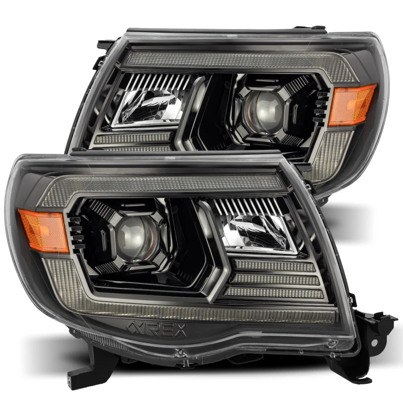 AlphaRex 05-11 Toyota Tacoma LUXX LED-Projektorscheinwerfer Plank-Style Alpha Black mit Activ Light/DRL