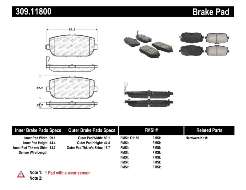 stoptech_309.11800-6795073501294 StopTech OE Fit Rear Sport Brake Pads
