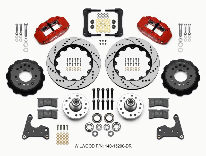 Wilwood Narrow Superlite 6R Vorderes Naben-Kit 14,00 Zoll Bohrung Rot 65-72 CDP C-Karosserie -Trommel