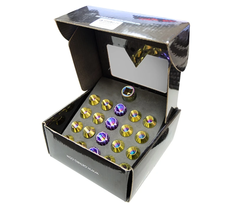 NRG 200 Series M12 X 1.5 Titanium Radmuttern Set – 21-teilig mit Schloss und Schlüssel – Neochrome
