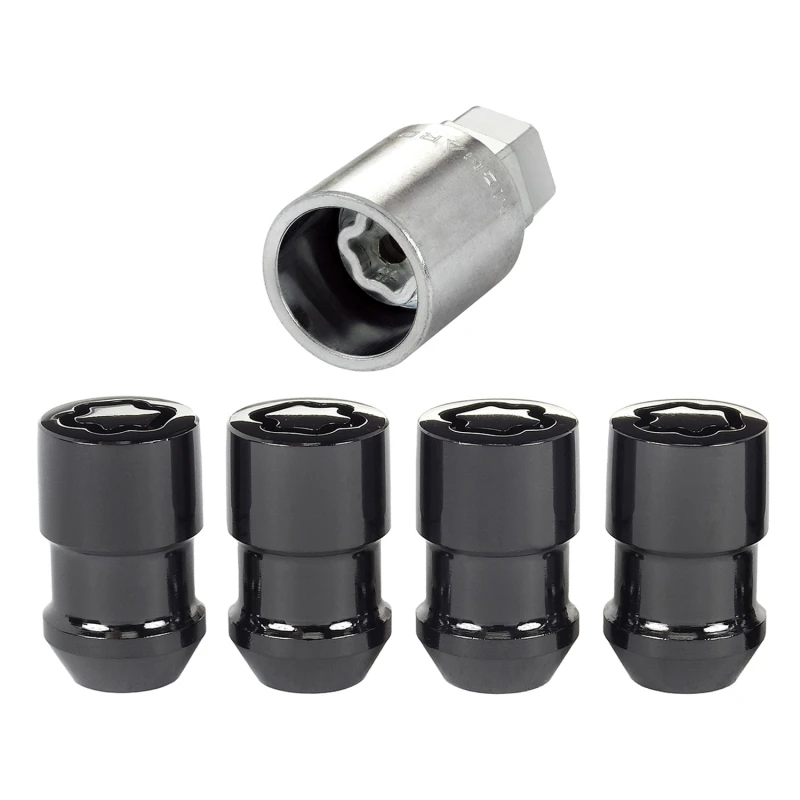 McGard Radschloss-Satz - 4 Stück (Kegelsitz) M12X1,5 / 19mm & 21mm Dual Hex / 1,46 Zoll Länge - Schwarz