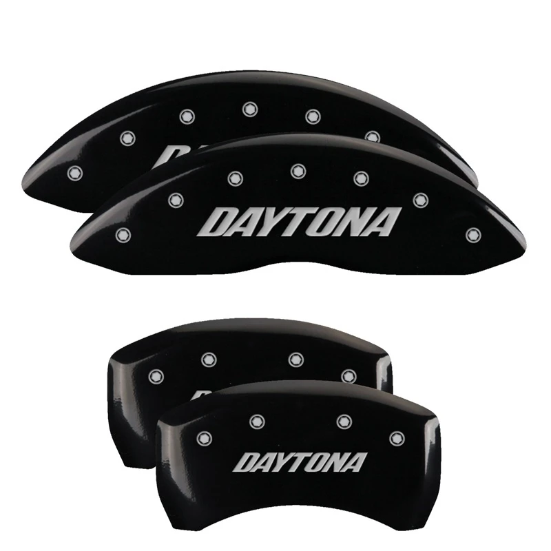 MGP 4 Bremssattel Abdeckungen Graviert Vorne & Hinten Daytona Schwarz Finish Silber ch