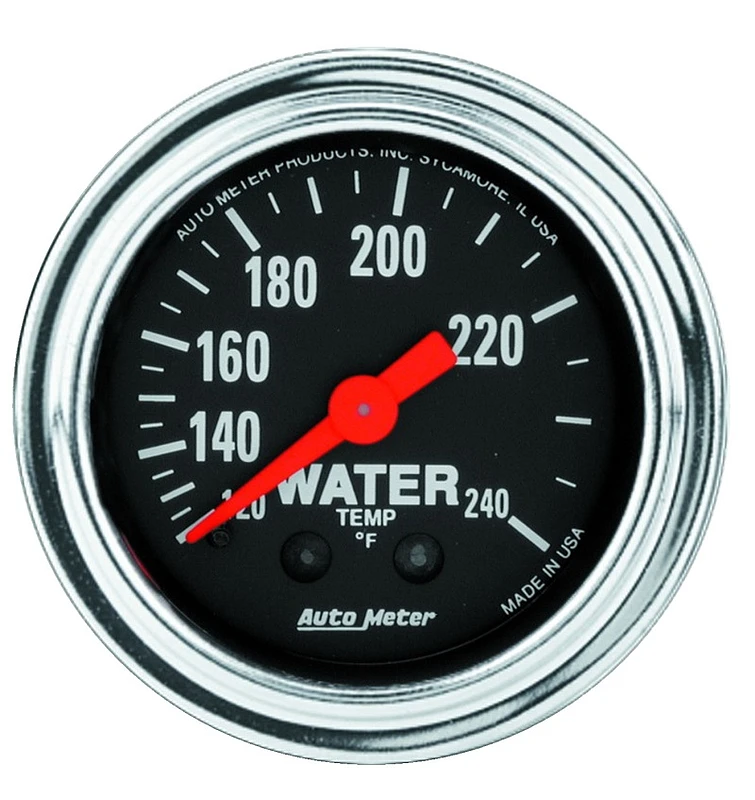 AutoMeter-Wasser-Temperaturanzeige 2-1/16 Zoll 120-240 ° F mechanisch 12ft. Traditionelles Chrom