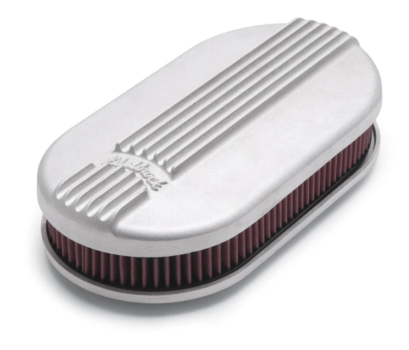 Edelbrock Luftfilter Classic Series Oval Aluminium-Top-Stoff-Element 17,5 Zoll x 9,35 Zoll x 3,9 Zoll Satin
