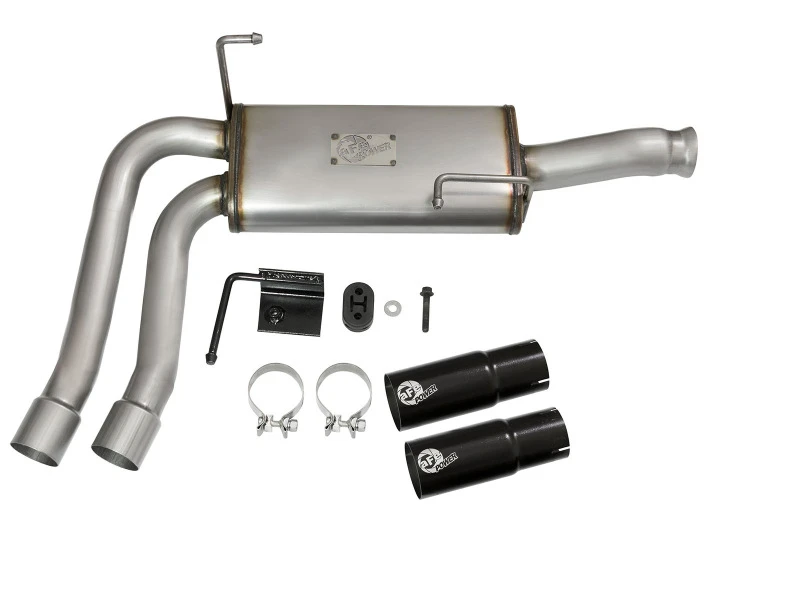 aFe Rebel Series CB Mittel-Seitenausgang SS Auspuff mit schwarzen Tips 09-16 GM Silverado/Sierra V6/V8