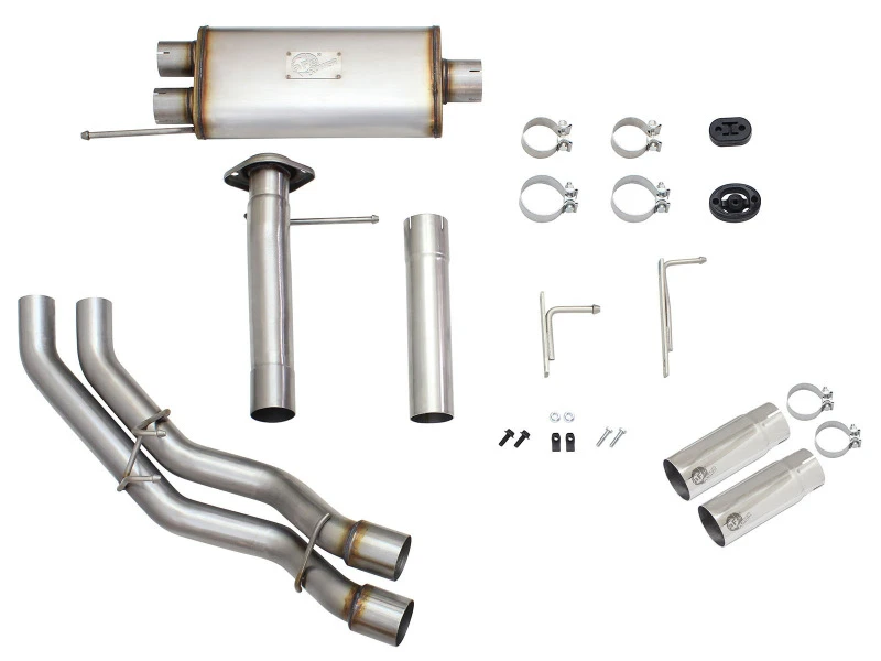 aFe Rebel Auspuff 3 Zoll SS Kat-Back 09-14 Ford F-150 4.6/5.0/5.4L mit polierten Spitzen