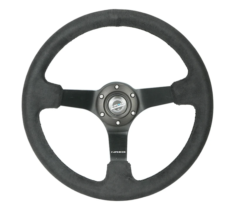 NRG Reinforced Steering Wheel (350mm / 3in. Deep) Blk Alcantara w/ Blk Stitching - Matte Black Spoke