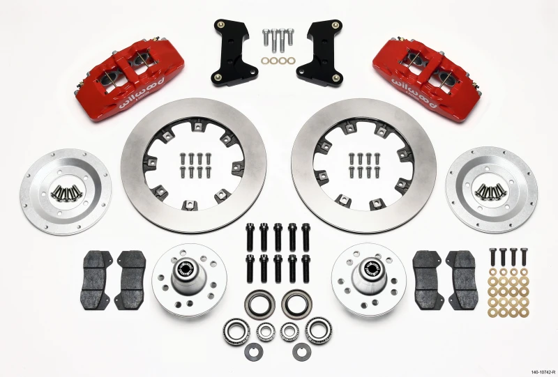 Wilwood Dynapro 6 Front Hub Kit 12.19in Red 74-80 Pinto/Mustang II Disc Spindle only