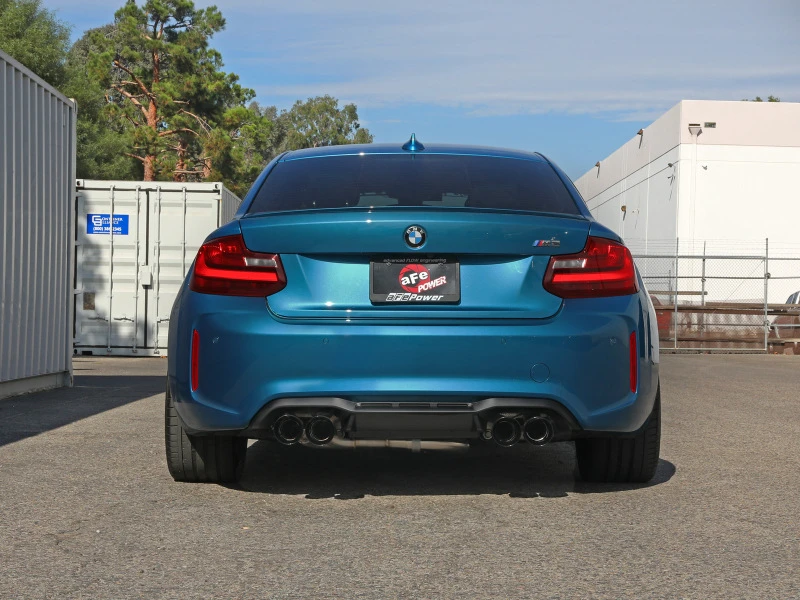 aFe 16-18 BMW M2 L6-3.0L MACH Force-Xp 3in zu 2,5in 304 SS Cat-Back Abgasanlage-Quad Schwarze Endrohre
