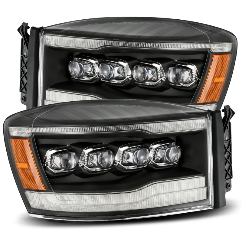 AlphaRex 06-08 Dodge Ram 1500HD NOVA LED Projektorscheinwerfer Plank Style Schwarz mit Seq Signal/DRL/Amber LED