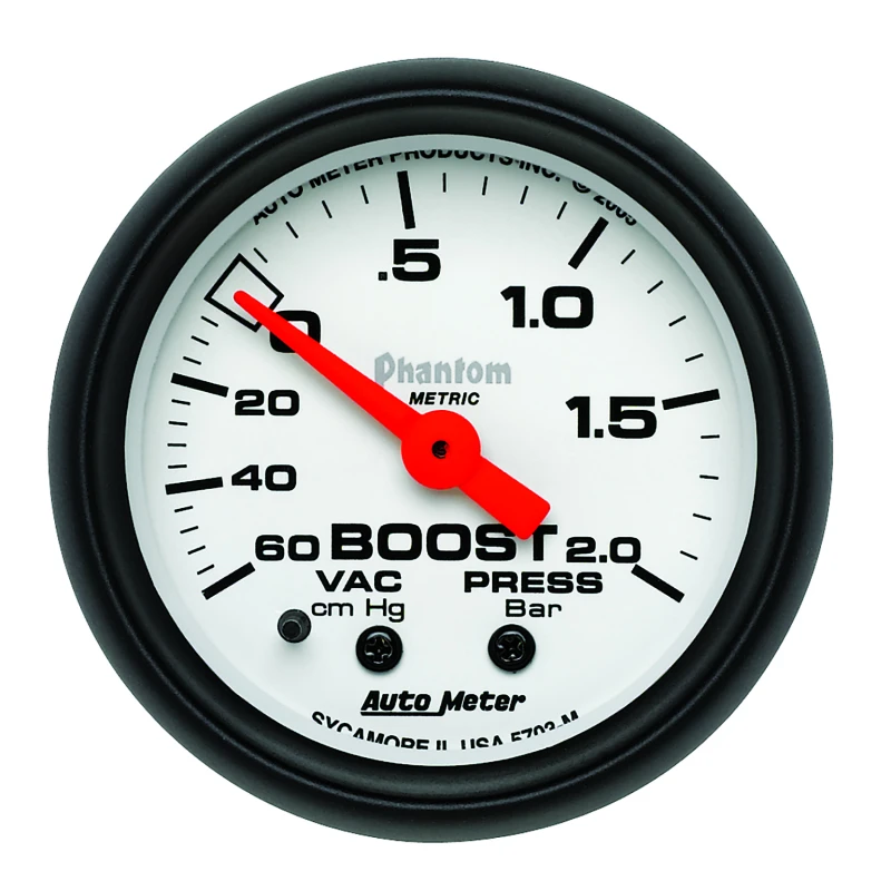 Autometer Phantom 2-1/16in 60CM/HG - 2.0 Bar - Mechanical Gauge