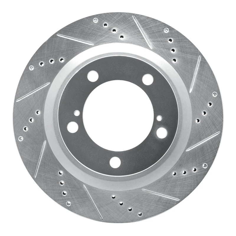 DFC 07-22 Lexus LX570 Front Right Drilled & Slotted Silver Brake Rotor