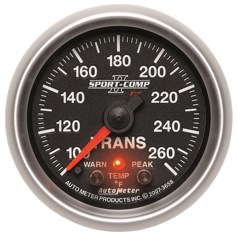 Autometer Elite 52.4mm 100-260F Transmission Temperature Peak & Warn w/ Electronic Control Gauge