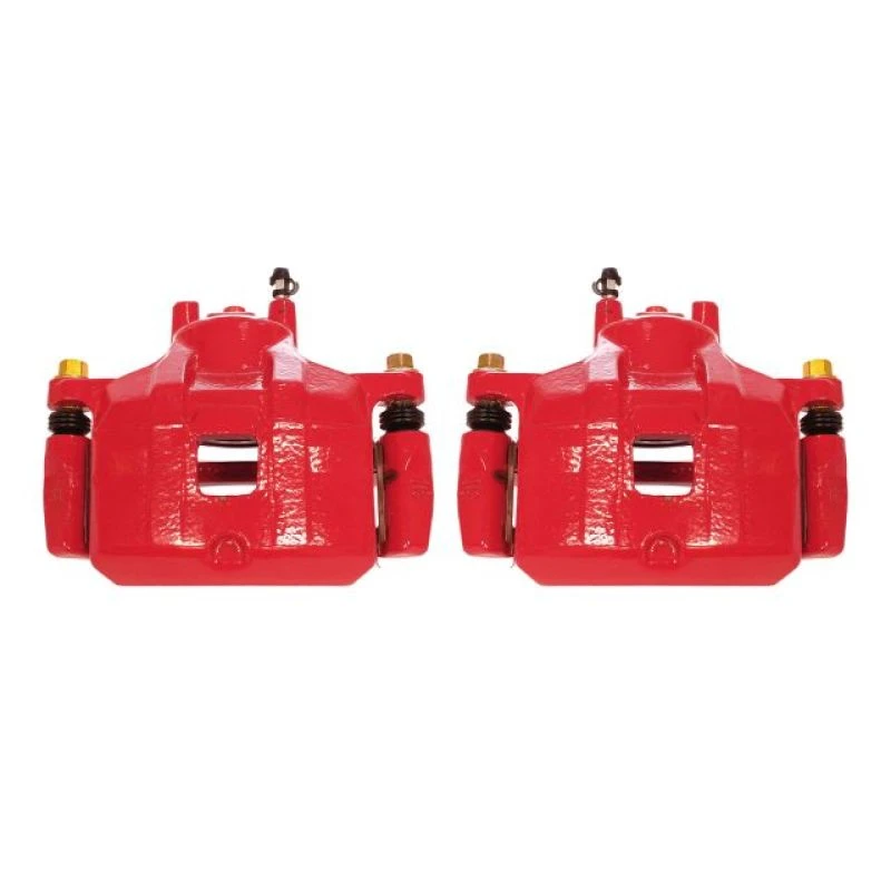 Power Stop Front Red Calipers w/Brackets - Pair for 08-17 Mitsubishi Lancer